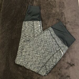 Marika Women’s Black & Grey Space‎ Dye Ribbed Cuffed Ankle Length Leggings XL